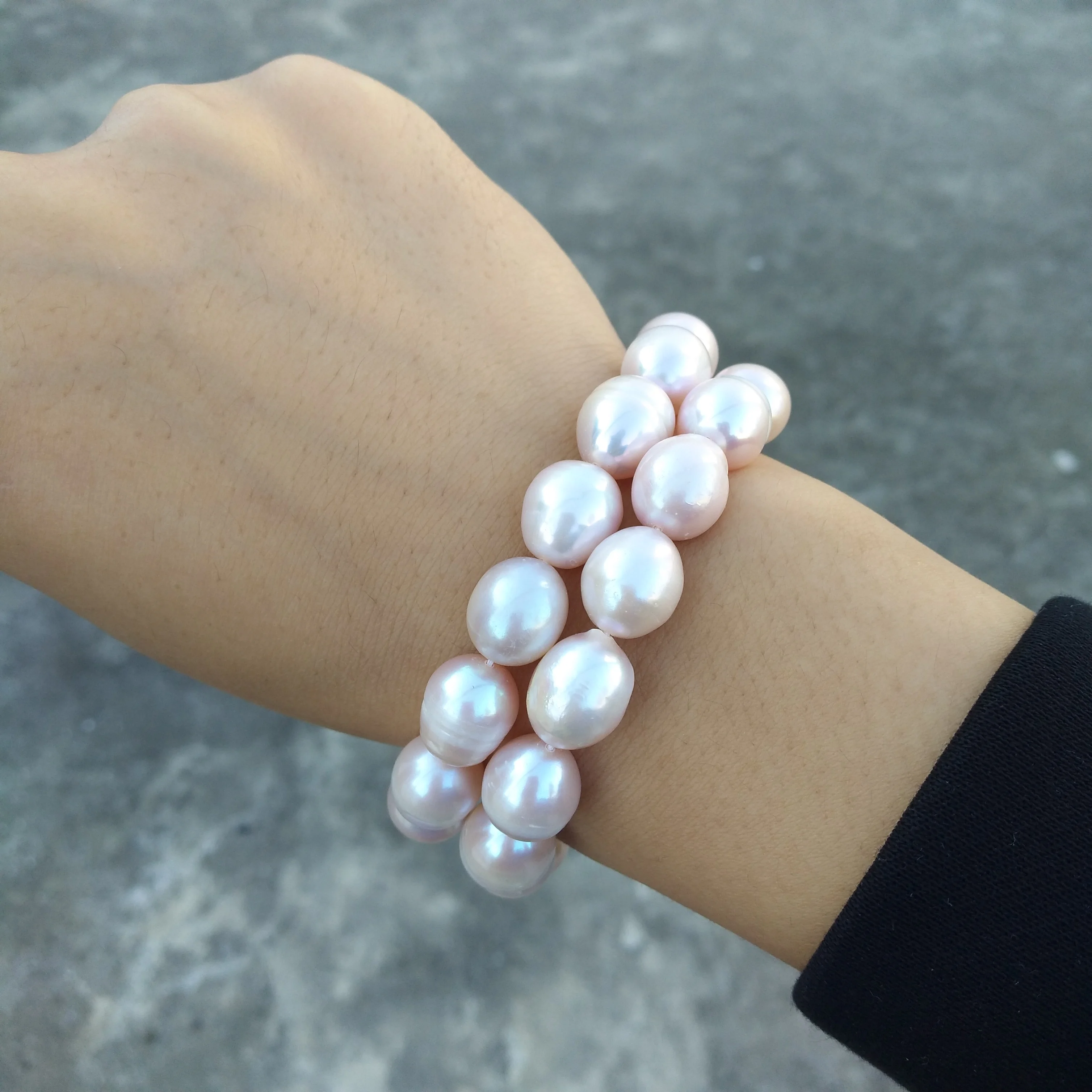 Double Strand South Sea Real white Natural 10-12mm Pearl Bracelet Multi-layer 18cm Length Include Bow Clasp Luxury Free Shipping