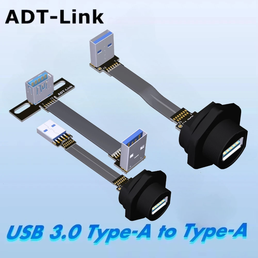 ADT USB 3.0 A Male To Female FPV FPC Flat Ribbon Extender Cable Type A Waterproof Female To USB 3.0 Male Adapter Double 90 Angle