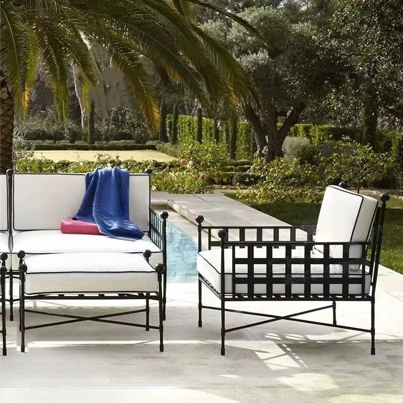 Outdoor Stainless Steel Sofa Hotel Outdoor Homestay Waterproof Sunscreen Leisure Iron Sofa Chair Combination