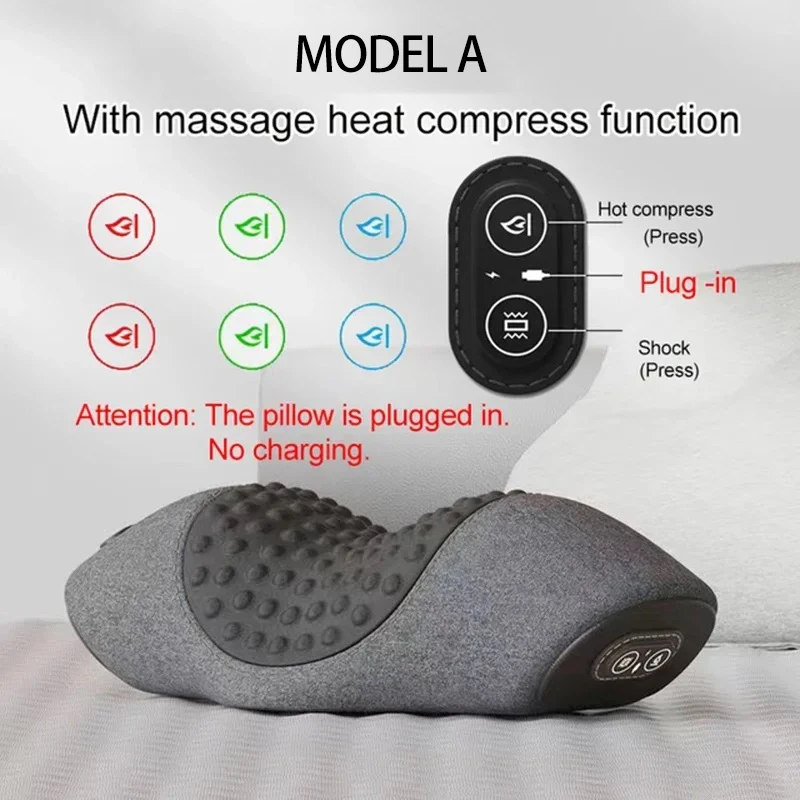 Elektrische nekmassager Cervicaal kussen Heet kompres Nek Stretch Verwarming Trillingen Nek Schouder Massagekussen Rugtractie - afbeelding 1