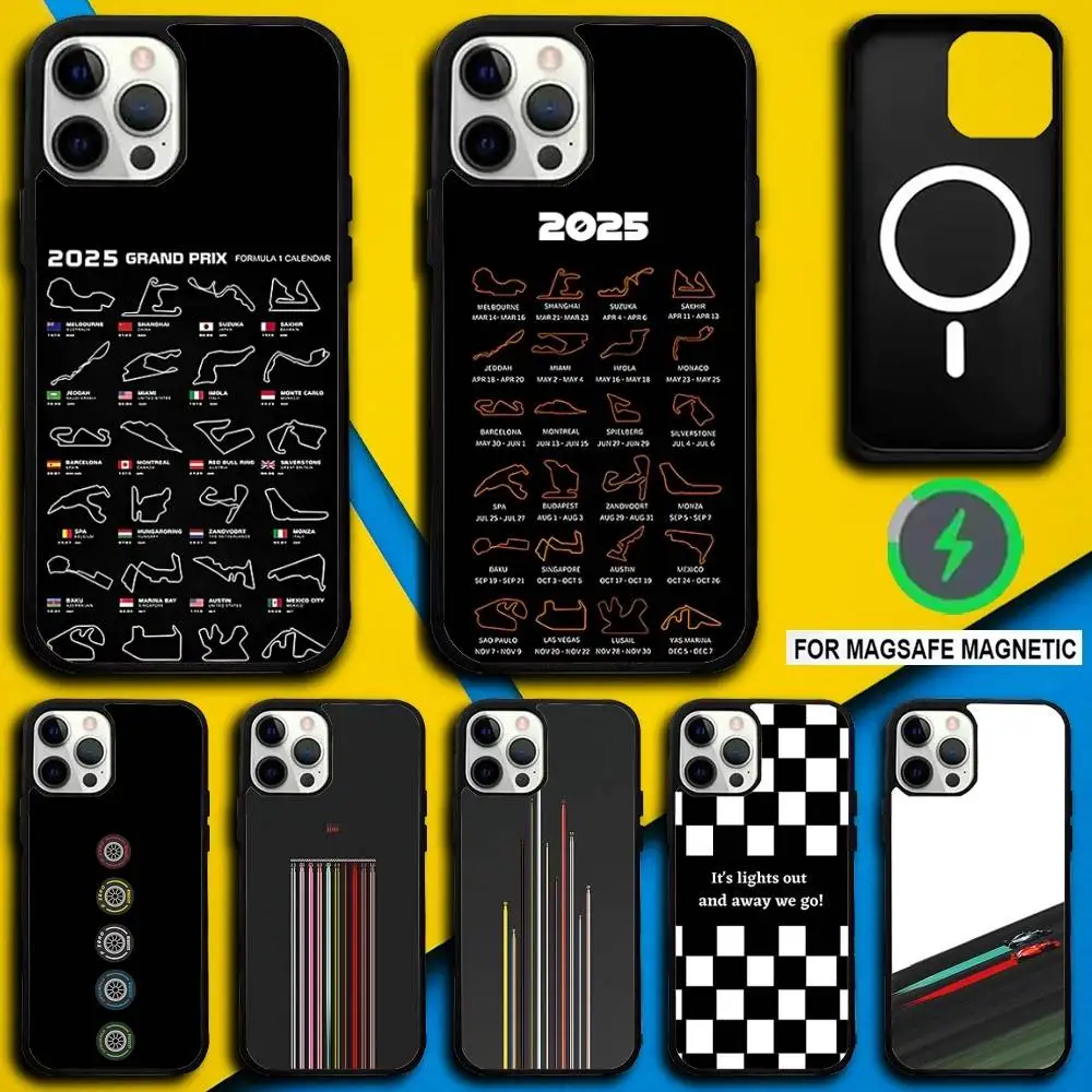 

Minimalist F-F1 Circuit Phone Case For iPhone 16,15,14,13,12,11,Pro,Max,Plus,Mini,SE4,E Magnetic Magsafe Wireless Charging