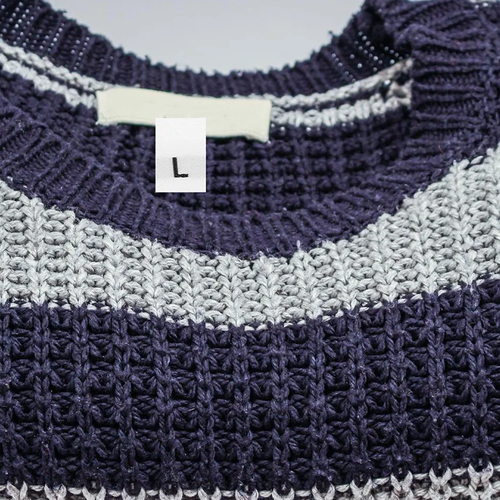 Etichette per taglie da 250 pezzi Etichette per indumenti da cucito Etichette per taglie per vestiti Mini etichette in tessuto lavabile per abbigliamento Artigianato Etichetta per abbigliamento