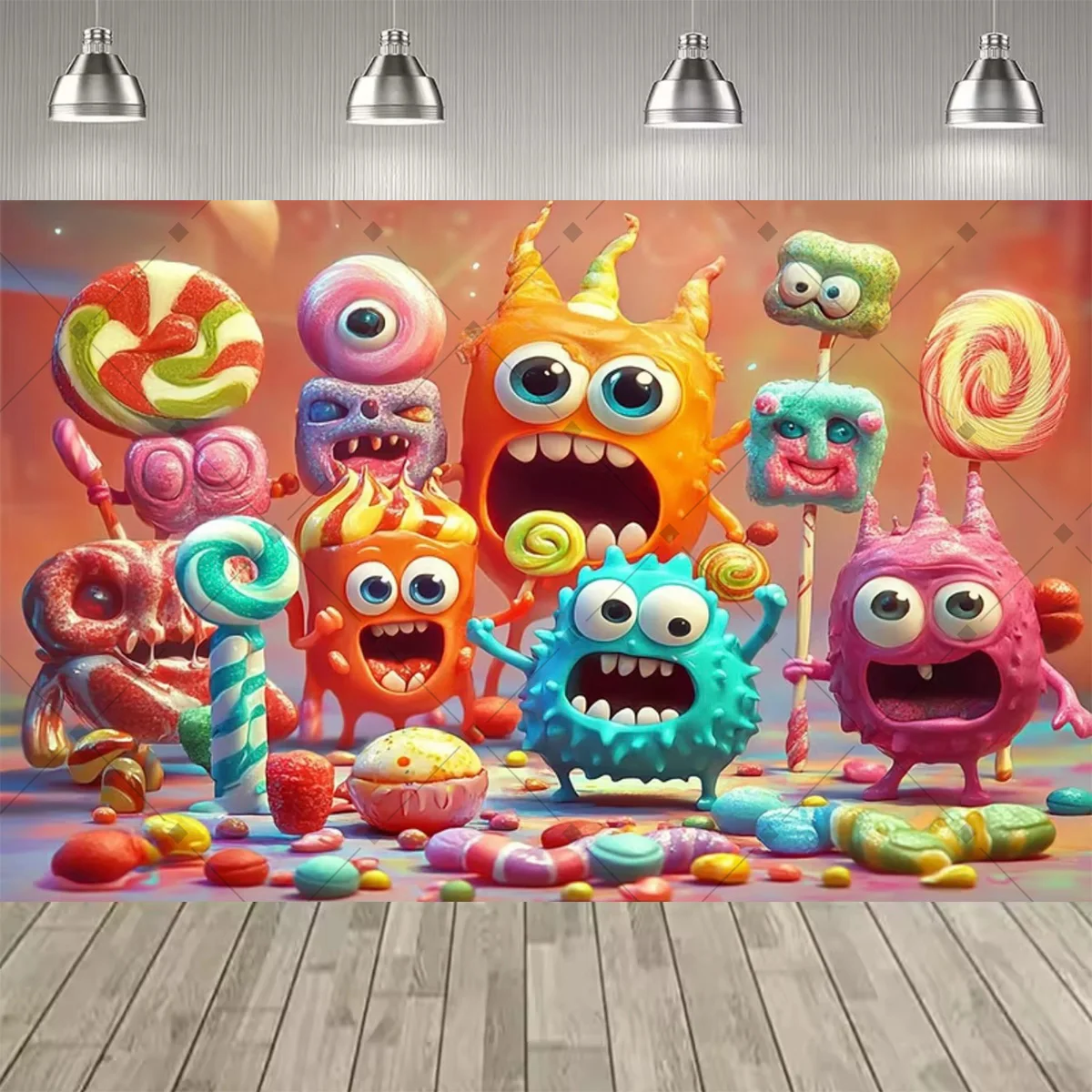 Cartoon-Monster Themenparty Dekorations-Hintergrund Monster Kindergeburtstag Party-Zubehör Deko-Banner Baby-Taufgeschenk – Detail 12