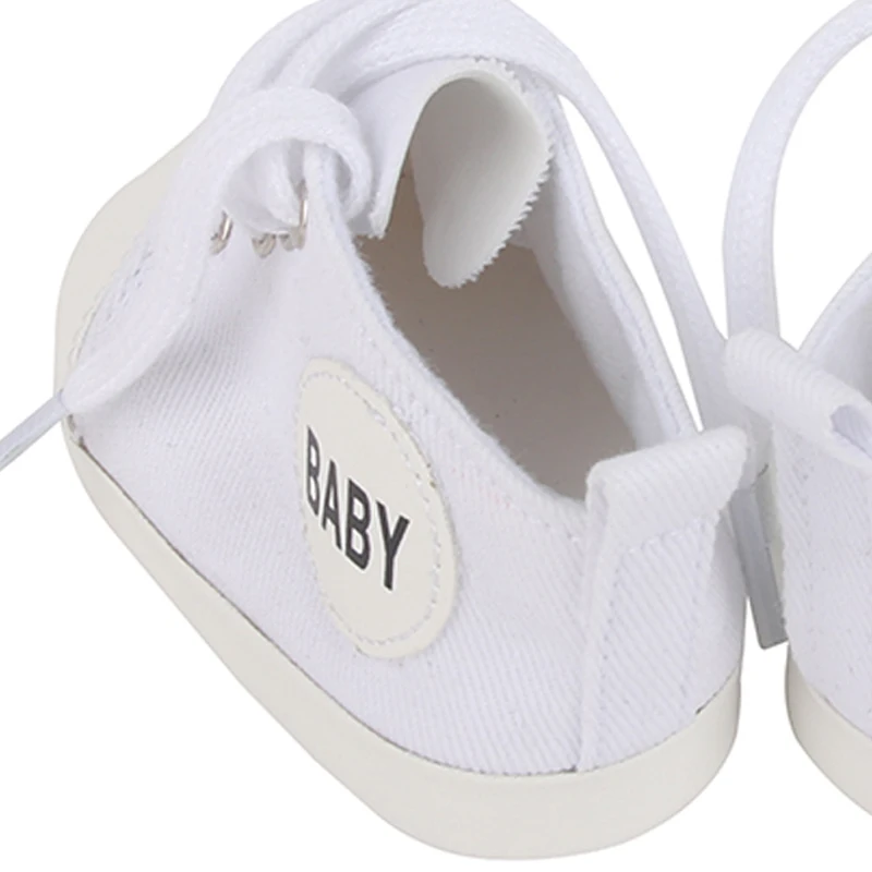 New 9cm Canvas Doll Shoes For Baby Girl Reborn Dolls White Sneakers Boots For Baby New Born Doll 1/3 Girl Dolls Girl\'s Gift Toy