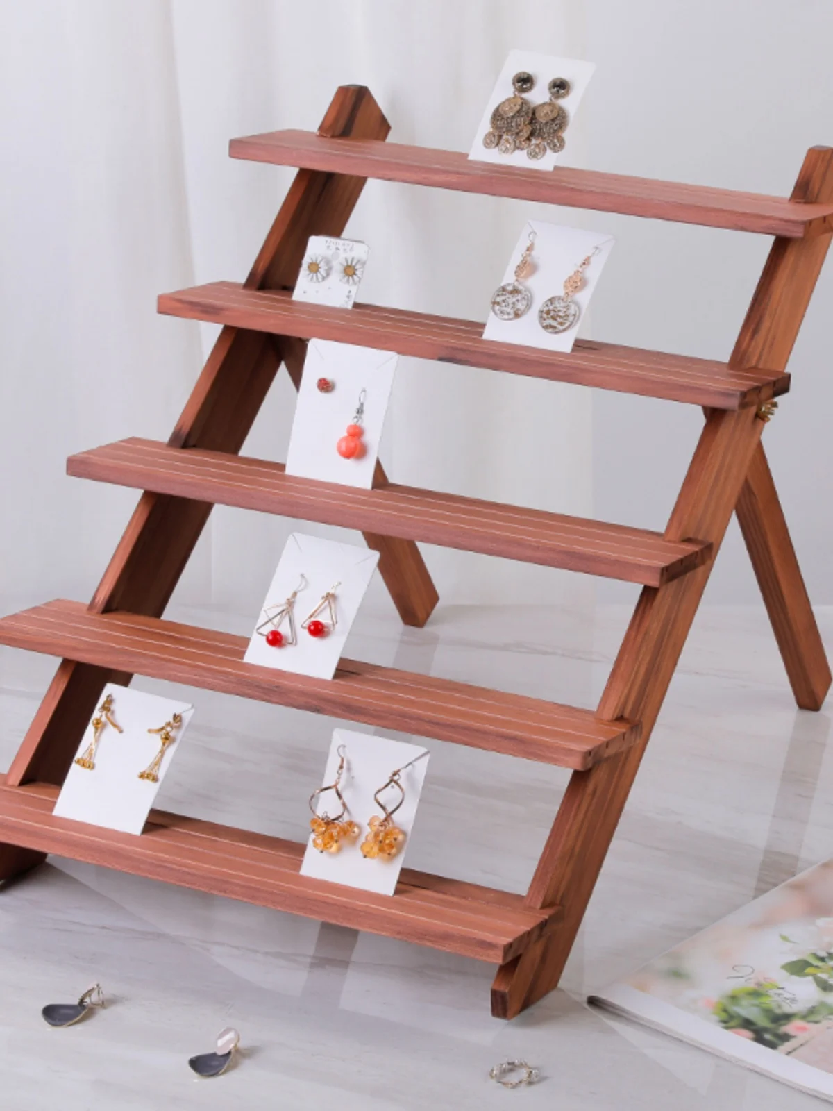  Wood Doll Display Stand Earring Pin Jewelry Holder Ladies' Accessory Showcase Rack Fashionable Storage Solution