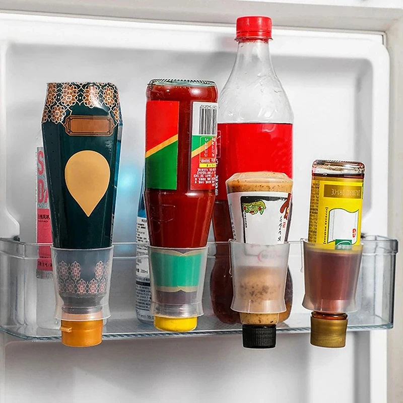 2er-Set Kühlschrank-Seitentür-Aufbewahrungsregal, Küchen-Gewürzflaschenhalter, umkehrbarer Organizer, bewegliche Haushalts-Teilerklammern