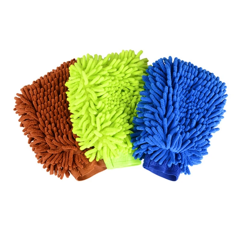 Car Double Side Cleaning Tools Reusable Rag Wash Cleaning Mitt Towel Premium Soft Chenille Microfiber Glove Scratch Dropship