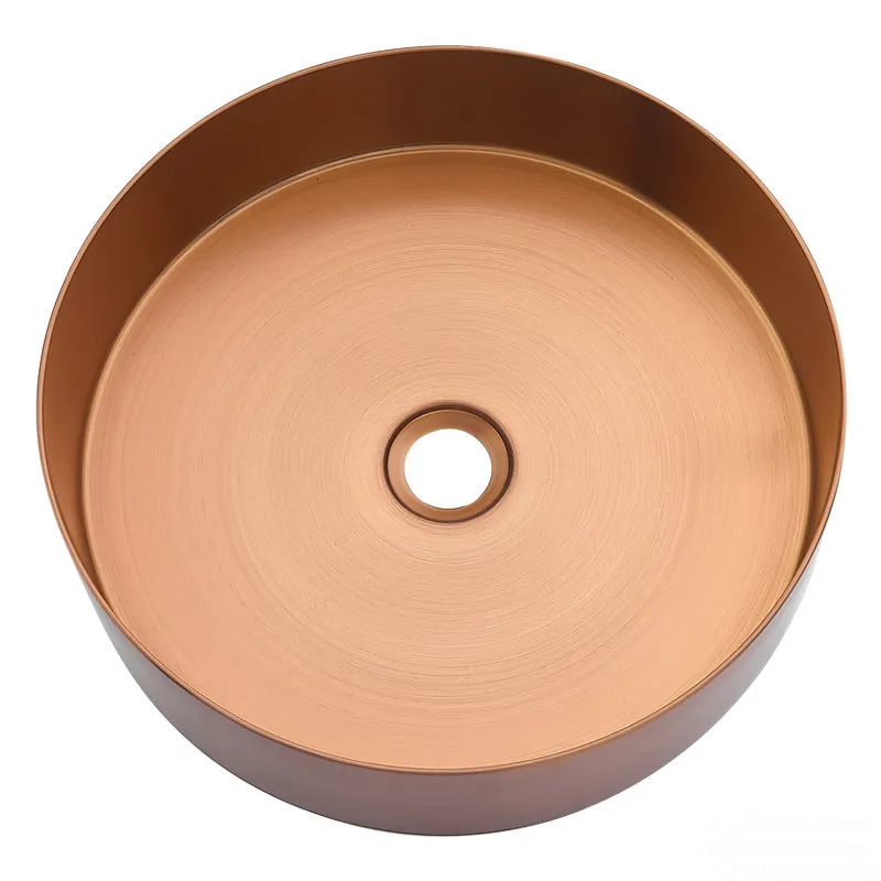Suitable for 304 Stainless Steel Countertop Basin Wash Basin Toilet Round Washbasin KTV Hotel Wash Basin Light Luxury Gold