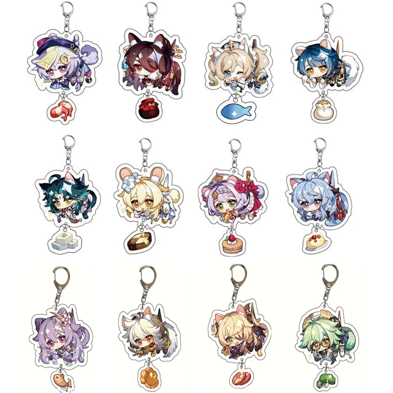 Genshin Impact Keychain Pendant ZhongLi Klee Raiden Shogun Xiao Wendi LingHua Car keyring Women Bag Charms Anime Game key chains