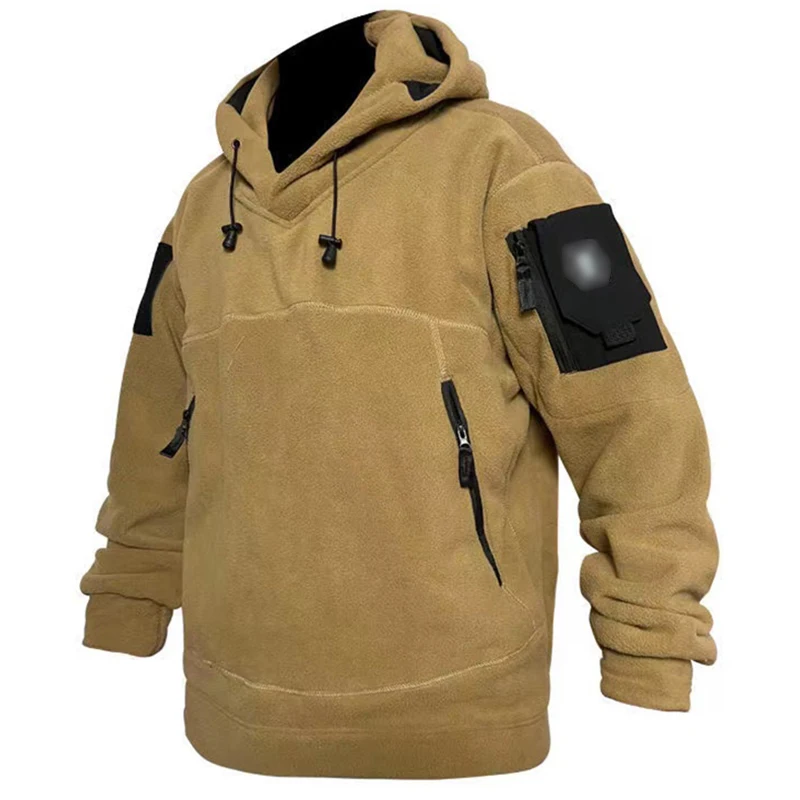 Men's High Quality Outdoor Fleece Pull-Over Hoodie Men's Cotton Breathable Winter Warm Training Hoodie Men's Army Combat Clothes
