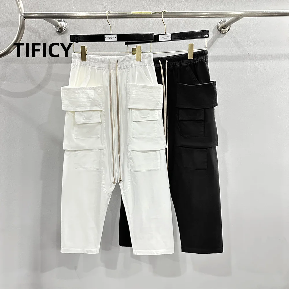 TIFICY High Street Shorts Men's New Motorcycle Double Ring Cotton High Street Versatile Eight Point Casual Straight Leg Pants