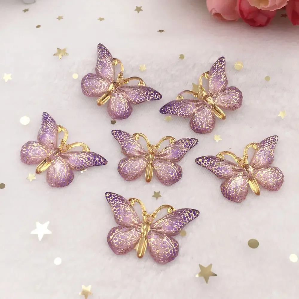 Shiny Colorful Butterfly Flat Back rhinestone Appliques 10pcs DIY 1 hole bead Wedding decoration Home Craft  christmas gift OW75