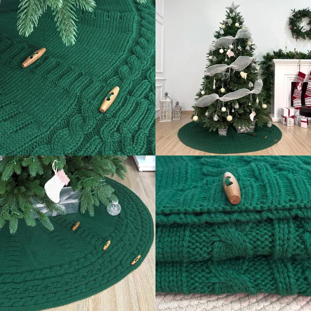 

Лесная зеленая 60-колочная вязаная юбка-свитер в виде рождественской елки с деревянными переключателями