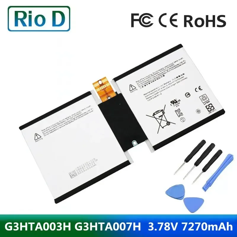 

Новый аккумулятор для ноутбука G3HTA003H G3HTA007H для планшетных ПК серии Microsoft Surface 3, 1645, G3HTA004H, 27,5 Втч/7270 мАч, бесплатные инструменты