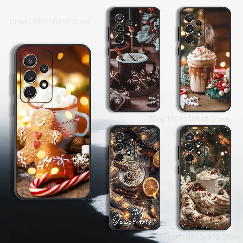 

Christmas Art winter Coffee Case For Samsung S25,S24,S23,S22,S21,S20,S10,S9,Ultra,Plus,Lite,FE,Soft Silicone Black Cover