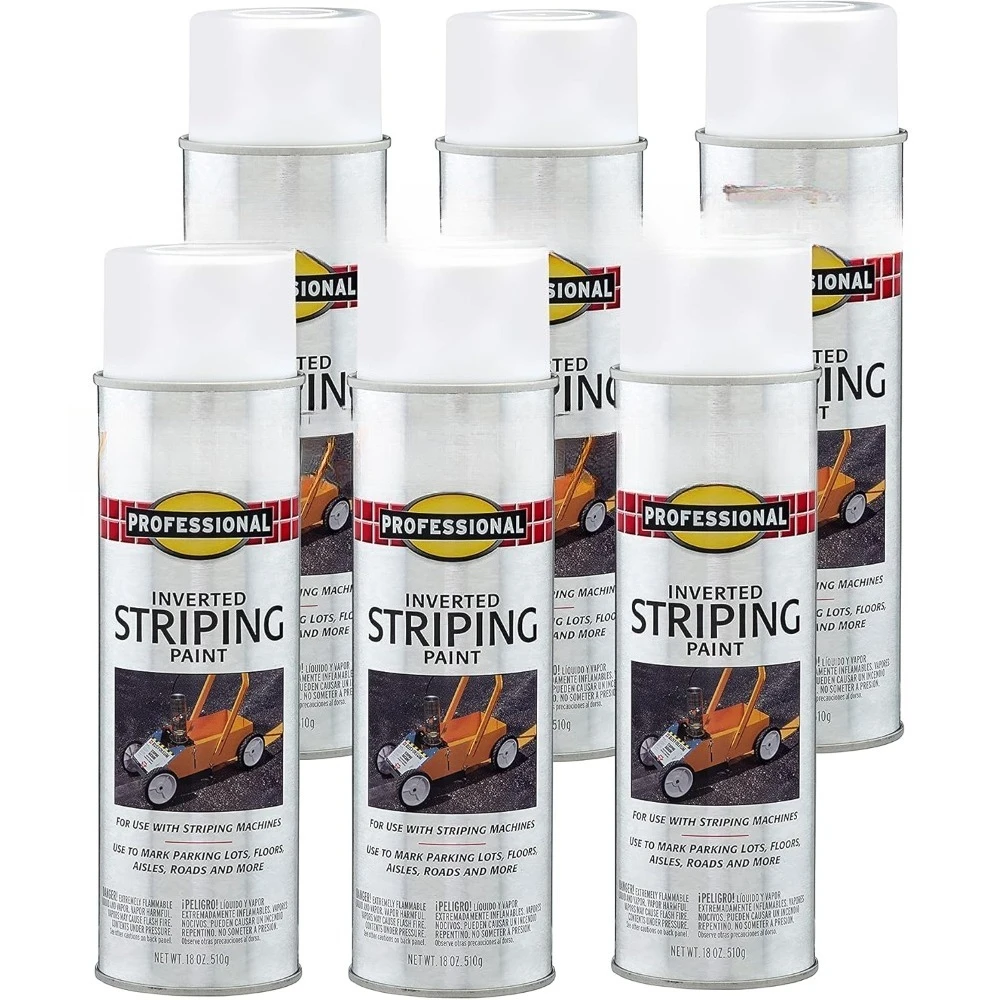 US Shipping Inverted Striping Spray Paint Professional White 18oz 6 Pack Bulk