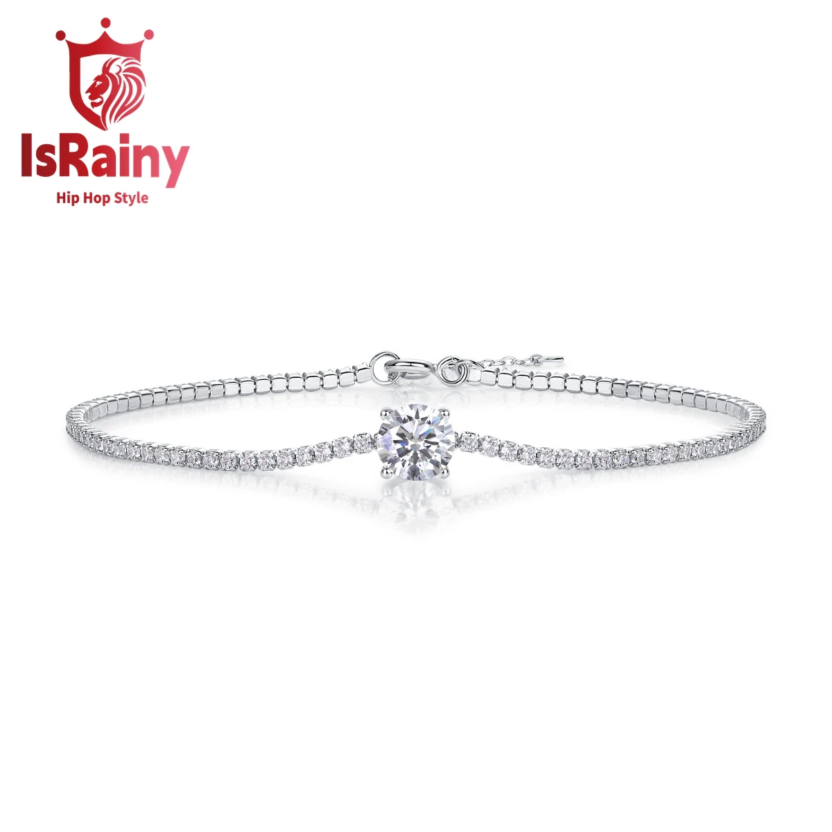 

IsRainy Hip Hop Rock 100%925 Sterling Silver Round Cut VVS1 D Real GRA Moissanite Diamonds Tennis Chain Bracelets Fine Jewelry