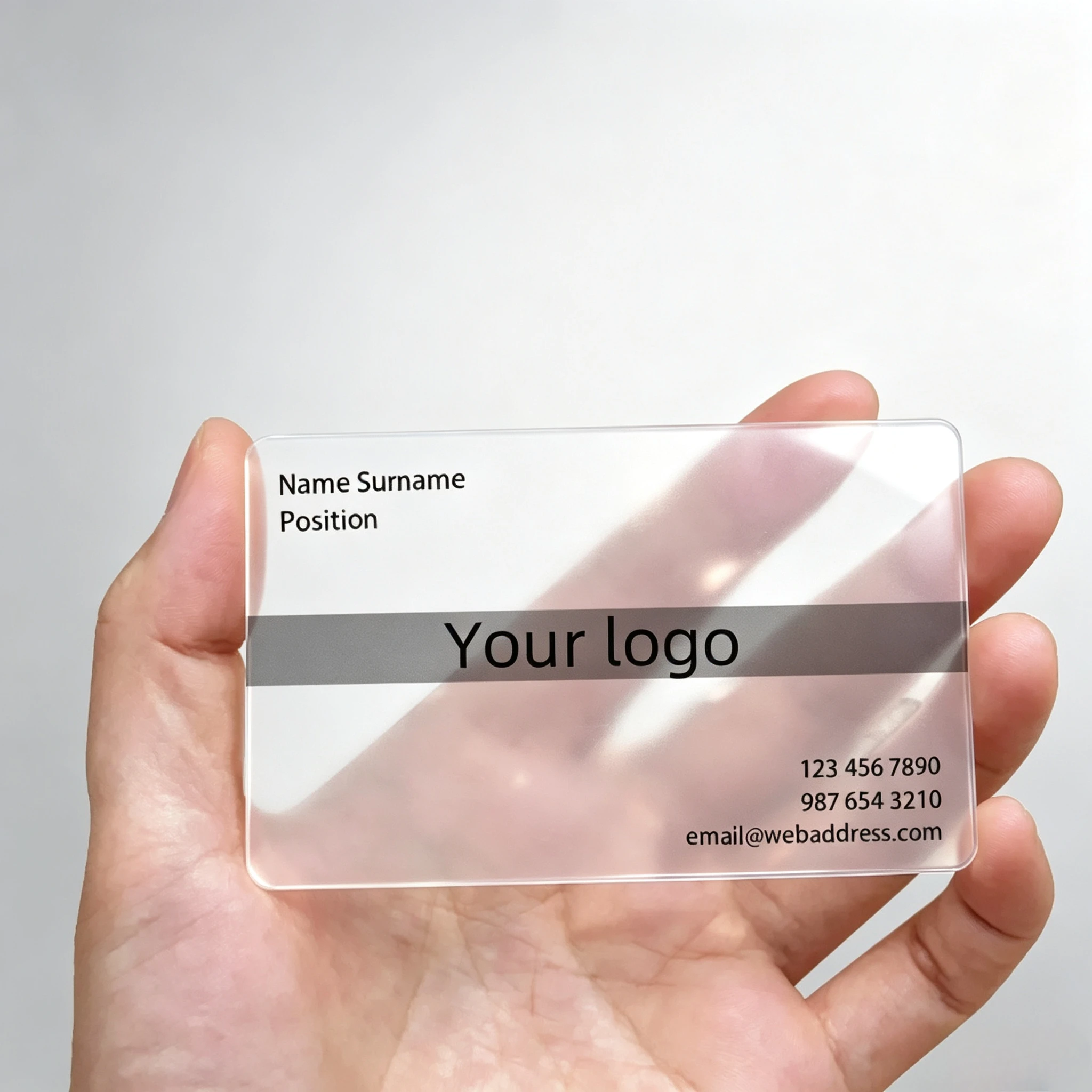 Benutzerdefinierte durchsichtige PVC-Visitenkarten, transparente, wasserdichte Kunststoff-Visitenkarten, personalisierte Logo-Druck-Visitenkarte für das Büro