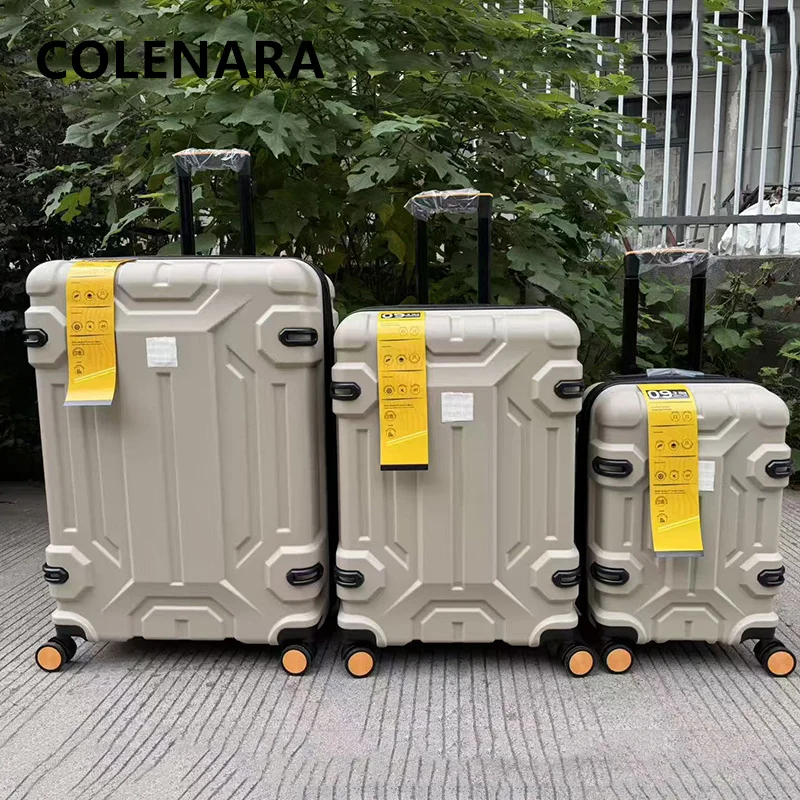 COLENARA Cabin Suitcase Three-piece ABS + PC Boarding Box Men's Trolley Case Women's Large-capacity Carry-on Travel Luggage