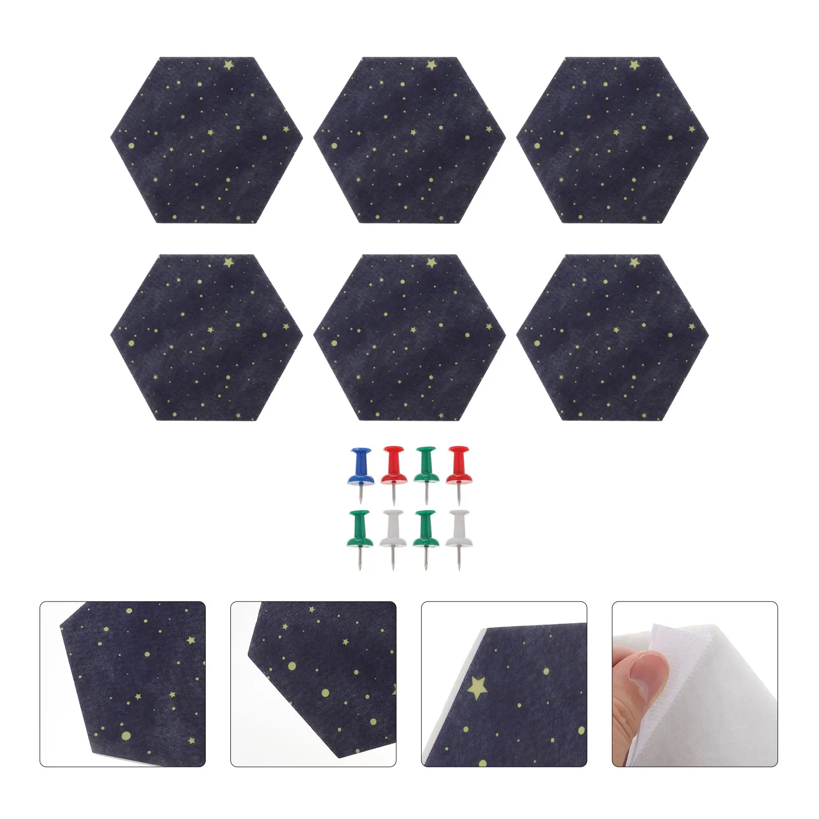 

6 Pcs Felt Board Hexagon Decor Stickers DIY Tile Office Bulletin Memo Bright Style Practical