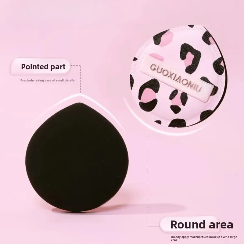 GUOXIAONIU Pink Leopard Print Puffs Foundation Sponge Dry Wet Face Beauty Makeup Cosmetic Puff Soft Air Cushion Concealer Tools