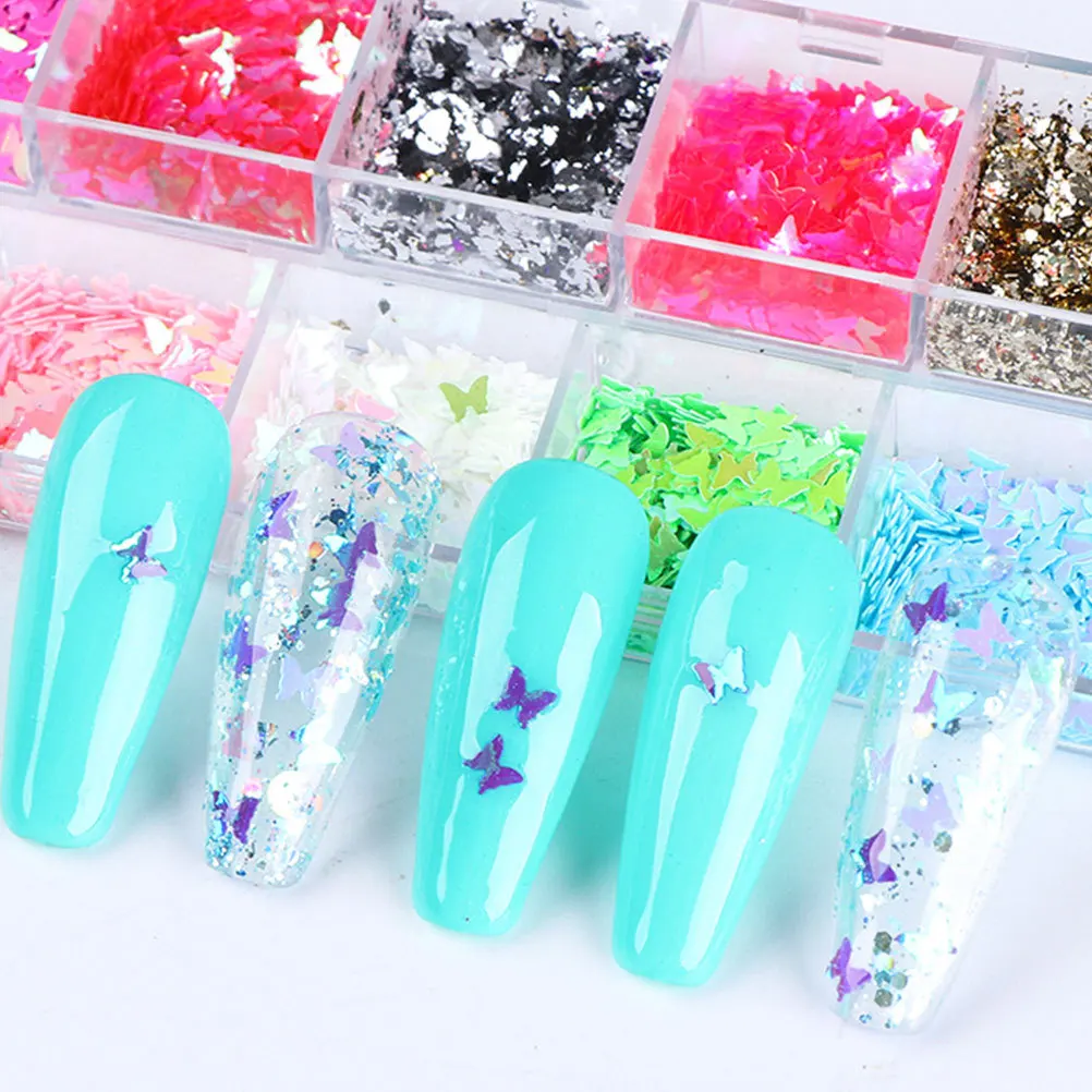 

2 Pcs Nail Decoration Accessories Glitter Sequins Manicure Decals Heart Sticker