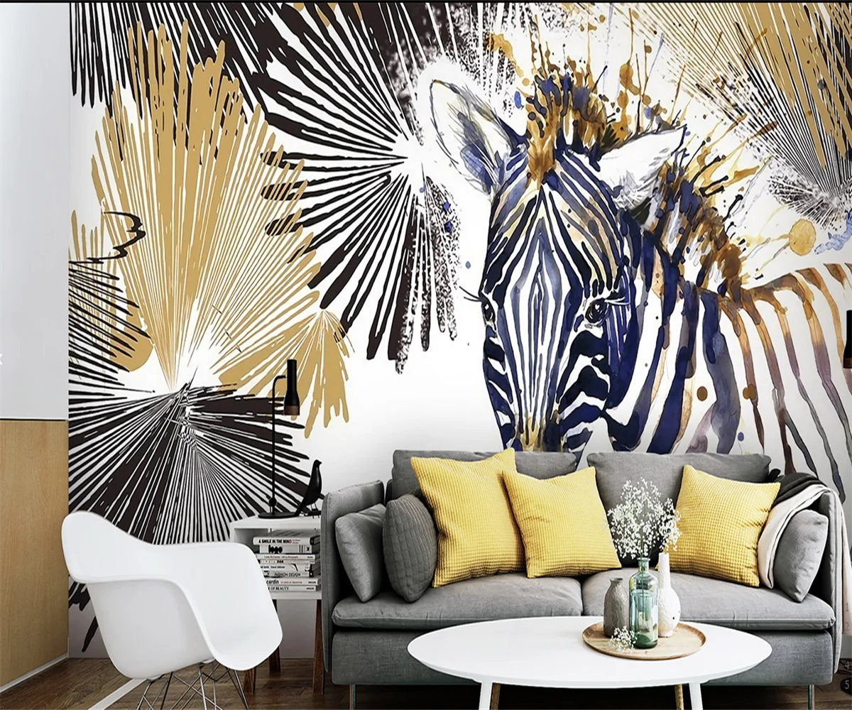 Art zebra wallpaper Creative mural corridor TV bedroom background wall wallpaper papel de parede