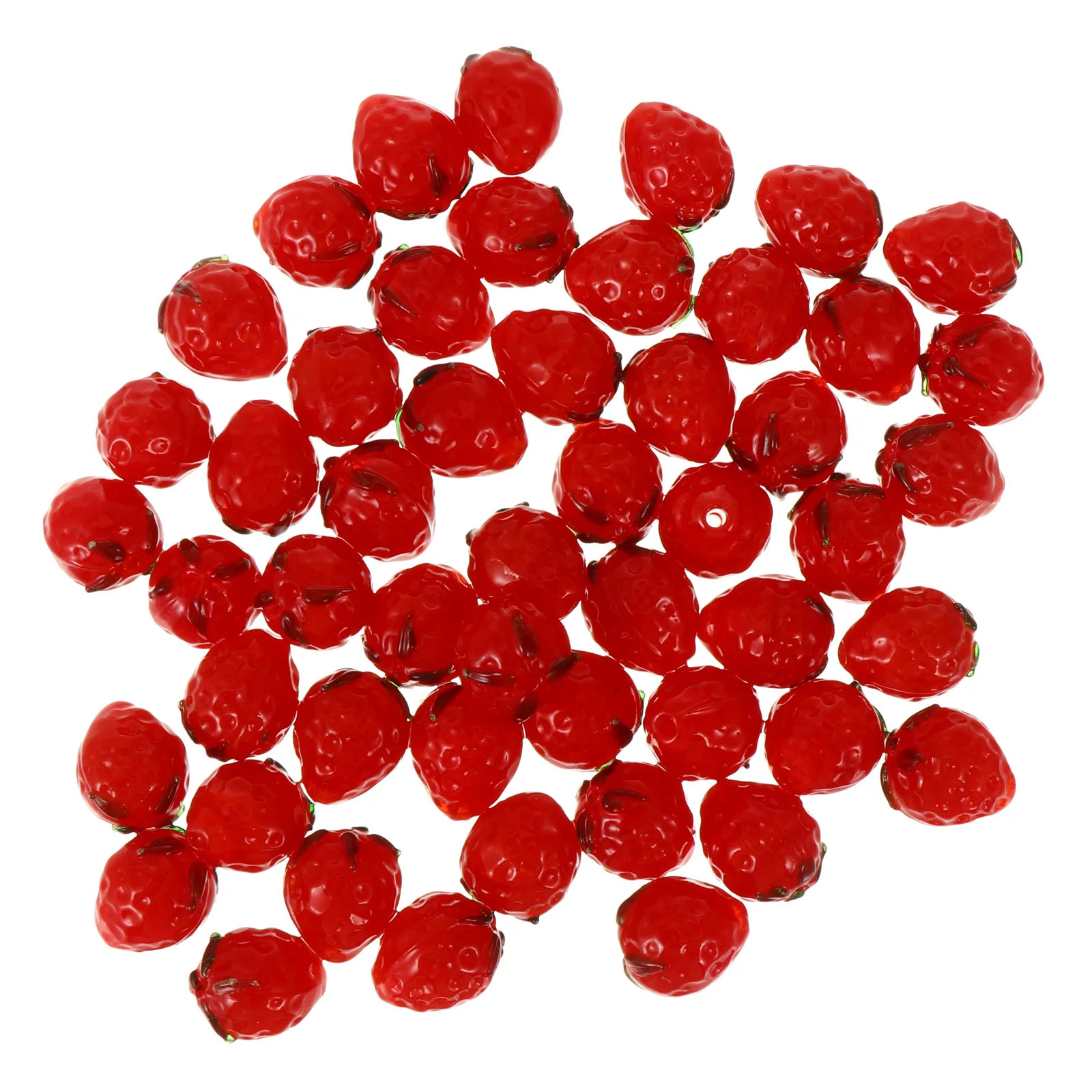 

50pcs Crystal Strawberry Beads Pure Color Transparent DIY Jewelry Making Supplies Fruit Charm for Bracelets Anklets Beads