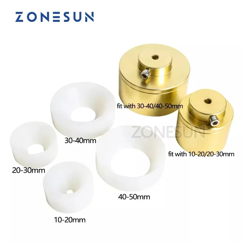 ZONESUN Capping Machine Chuck Cap For Capper 28-32mm 38mm 10- 50mm Round Plastic Bottle With Security Ring Silicone Capping Tool