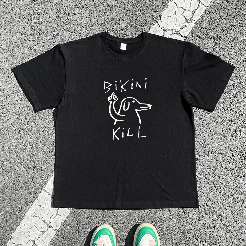 Breathable Oversize Graffiti Couple Short Sleeve T-shirt Shoulder Version 220g Small Studio Work Wang Youshen