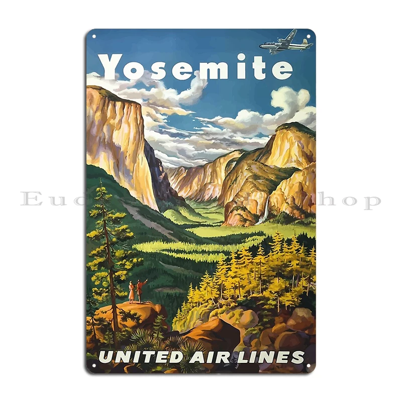 Minimalistic Yosemite National Park Original Wpa Poster Style Retro Design Metal Signs Customized Decoration Rusty Classic Tin