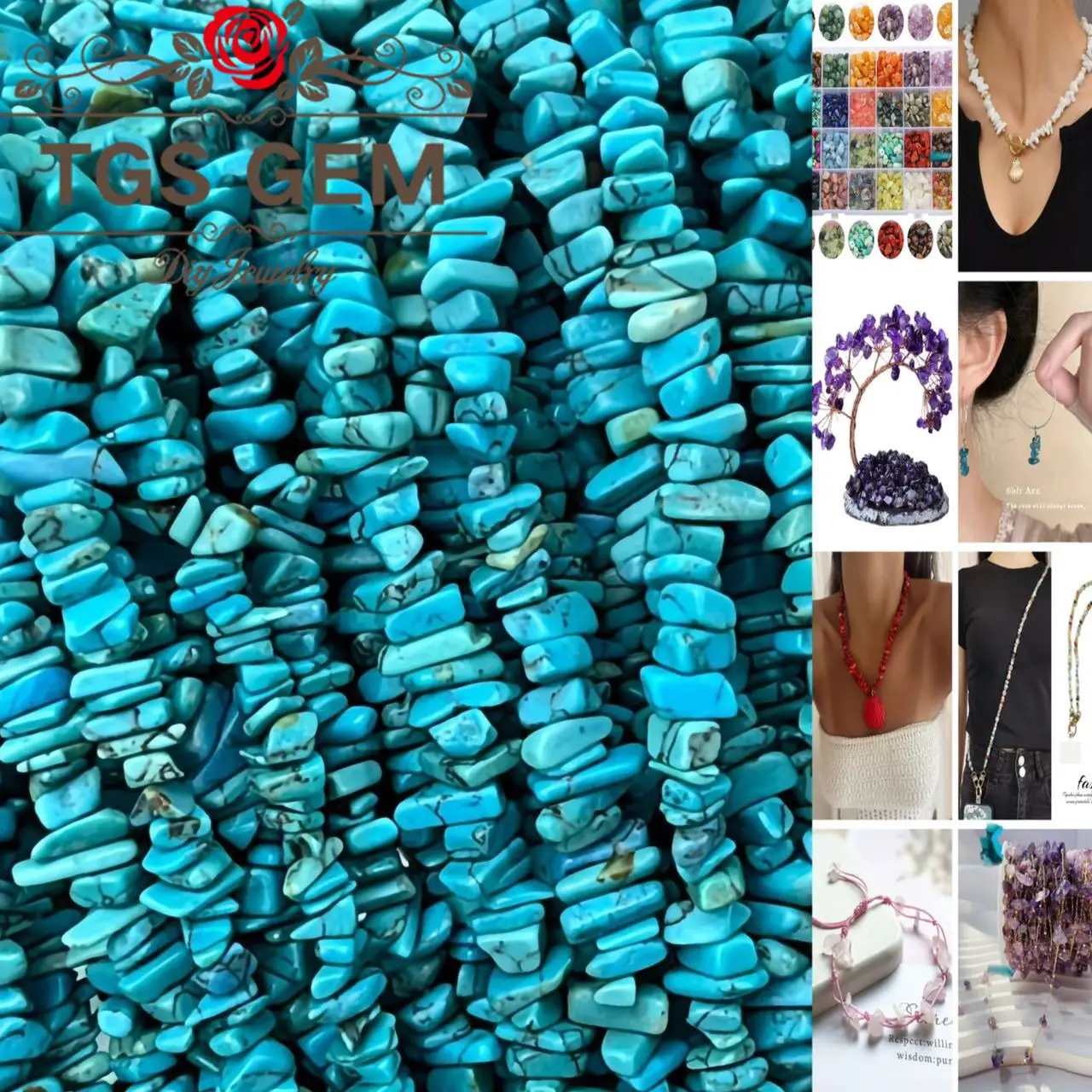 

Manufacturer Natural Stone AAA turquoise stone Irregular Beads Trendy DIY Energy Tree Bracelet necklace jewelry Accessories15 in