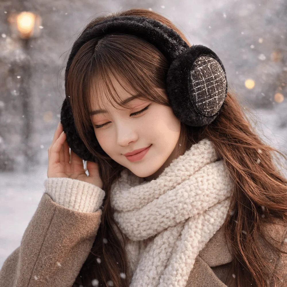 Ear Protection Solid Color Winter Warm Earmuffs Windproof Foldable Ear Cover Soft Korean Style Winter Thicken Earflap Women
