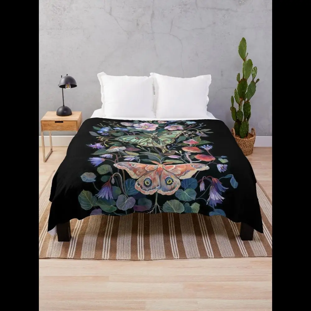 

Moon Moth Throw Blanket Soft Cozy Plush Comforter for Bed Couch or Sofa Decor