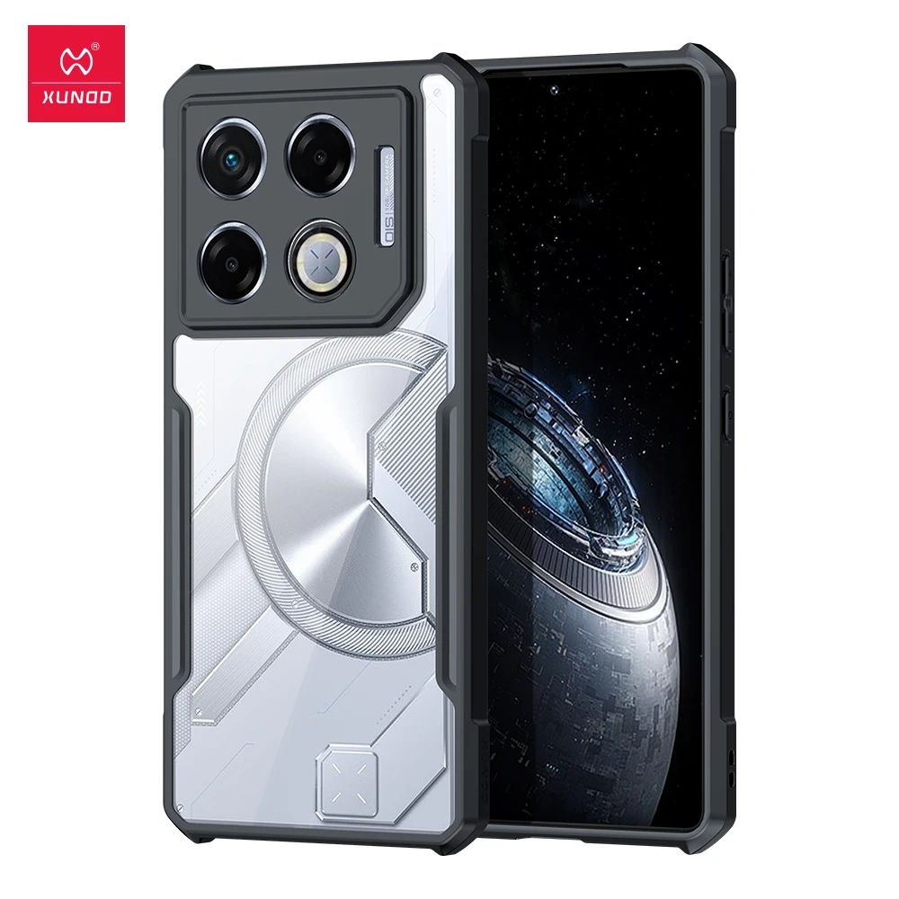 XUNDD Shockproof Case For Infinix GT 20 Pro TPU+PC Transparent Back with Black Camera Module Airbag Corners & Texture Design