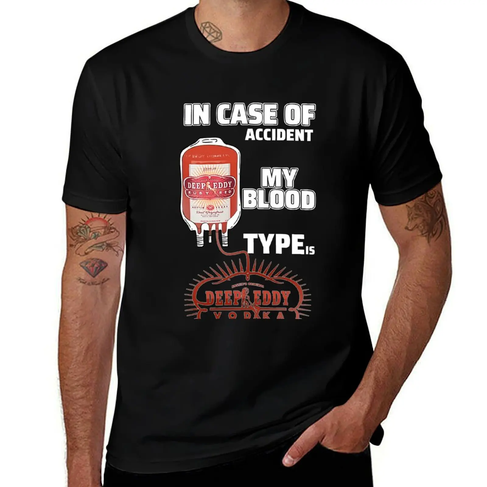 In Case Of Accident My Blood Type IsDeep Eddy Vodka Shirt T-Shirt Sweat Resistant Workout Tee Shirt T-Shirt
