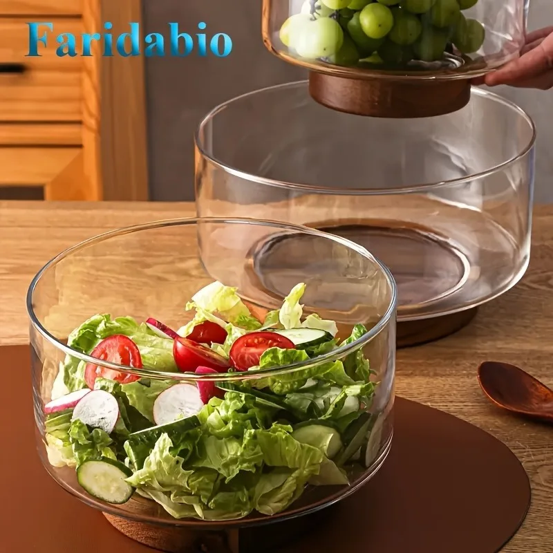 1Pc Clear Glass Salad Bowl 1Pc Creative Nordic Style Glass Dinnerware, Multipurpose Mixing & Dessert Bowl, Elegant Household Tableware, Practical Kitchen Supplies, Suitable for Daily Use At Home, Kitchen and Restaurants As Premium Dinnerware Additions