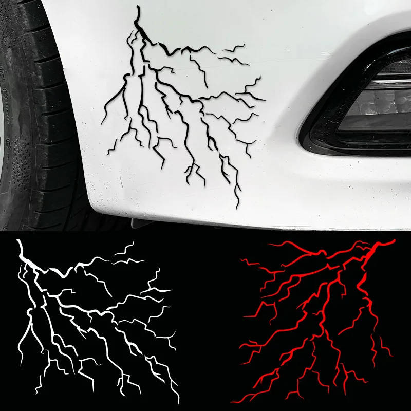 

Black White Red Lightning Crack Style Sticker, Waterproof Vinyl Decal for Car Motorcycle Helmet