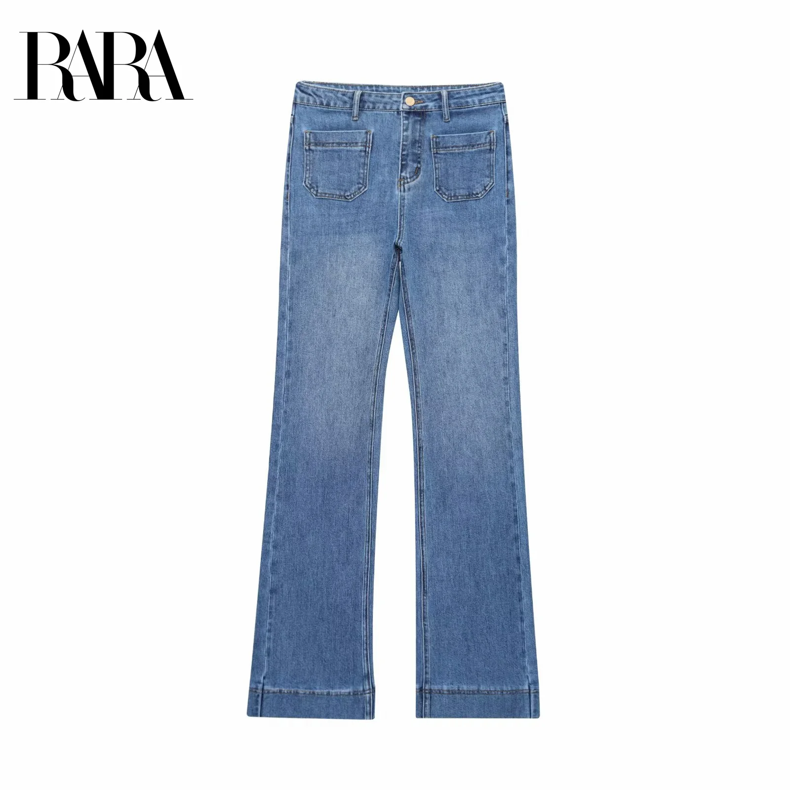 

RARA2025 new summer women's casual fashion retro classic versatile patch pocket high waist straight jeans