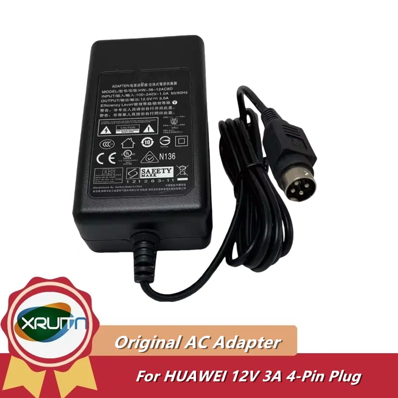 Оригинальный адаптер питания HUAWEI HW-36-12AC8D 12V 3A с 4-контактным разъемом, зарядное устройство