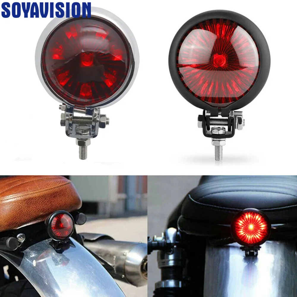 12V Red LED Motorcycle Tail Brake Light Stop Rear Tail Lamp for Chopper Bobber Cafe Racer Street Bike Motorbike Taillight