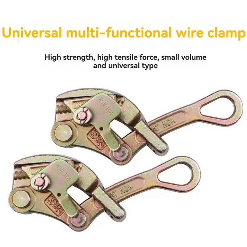 [HOT!A34R】 Wire Rope Jaw Clamp Electricity Cable Grip Pulling 2 Ton Tightening Non-Slip Carbon Steel