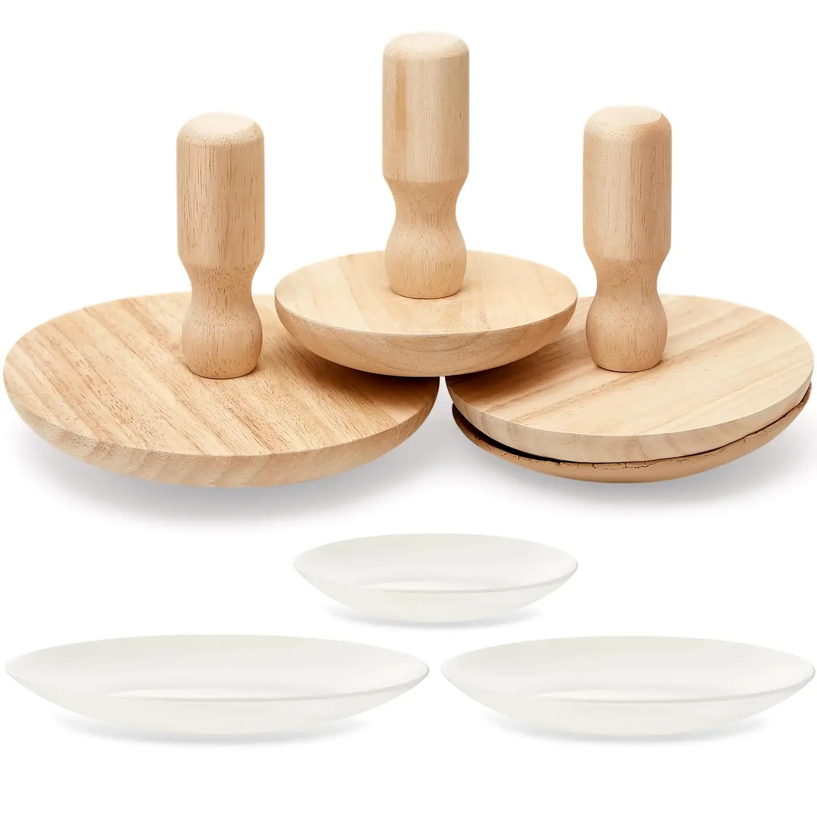 

Pottery Molds 4.5/5.5/6.5 in Plaster Molds Wood Pottery Tools with Handle for DIY Bowls Plate Dish Slump Press Mold