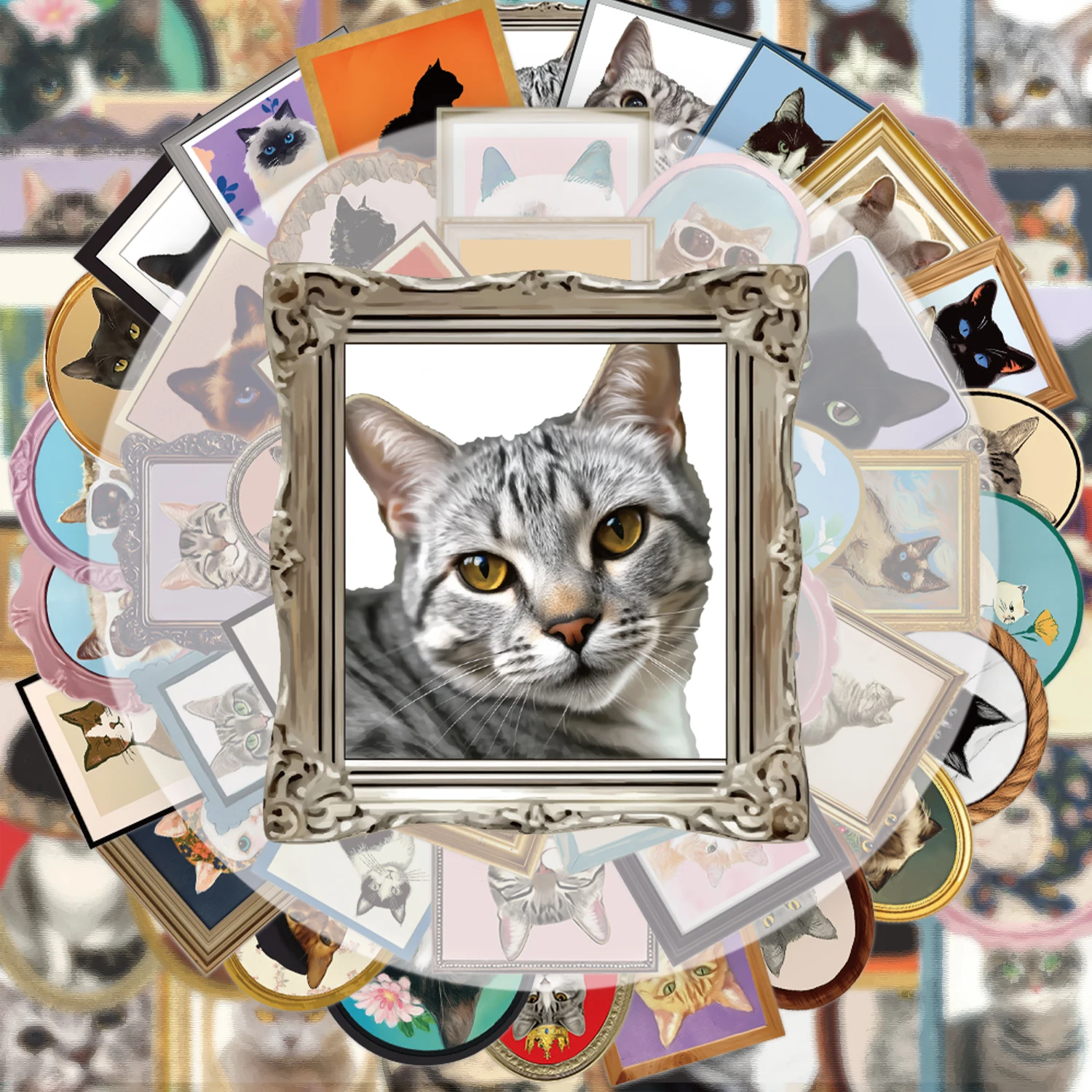 

50 штук ретро-наклеек с милыми котиками, подходят для украшения бутылок с водой, ноутбуков, мобильных телефонов, чемоданов, скейтбордов, гитар, подарочных коробок, украшений для вечеринок