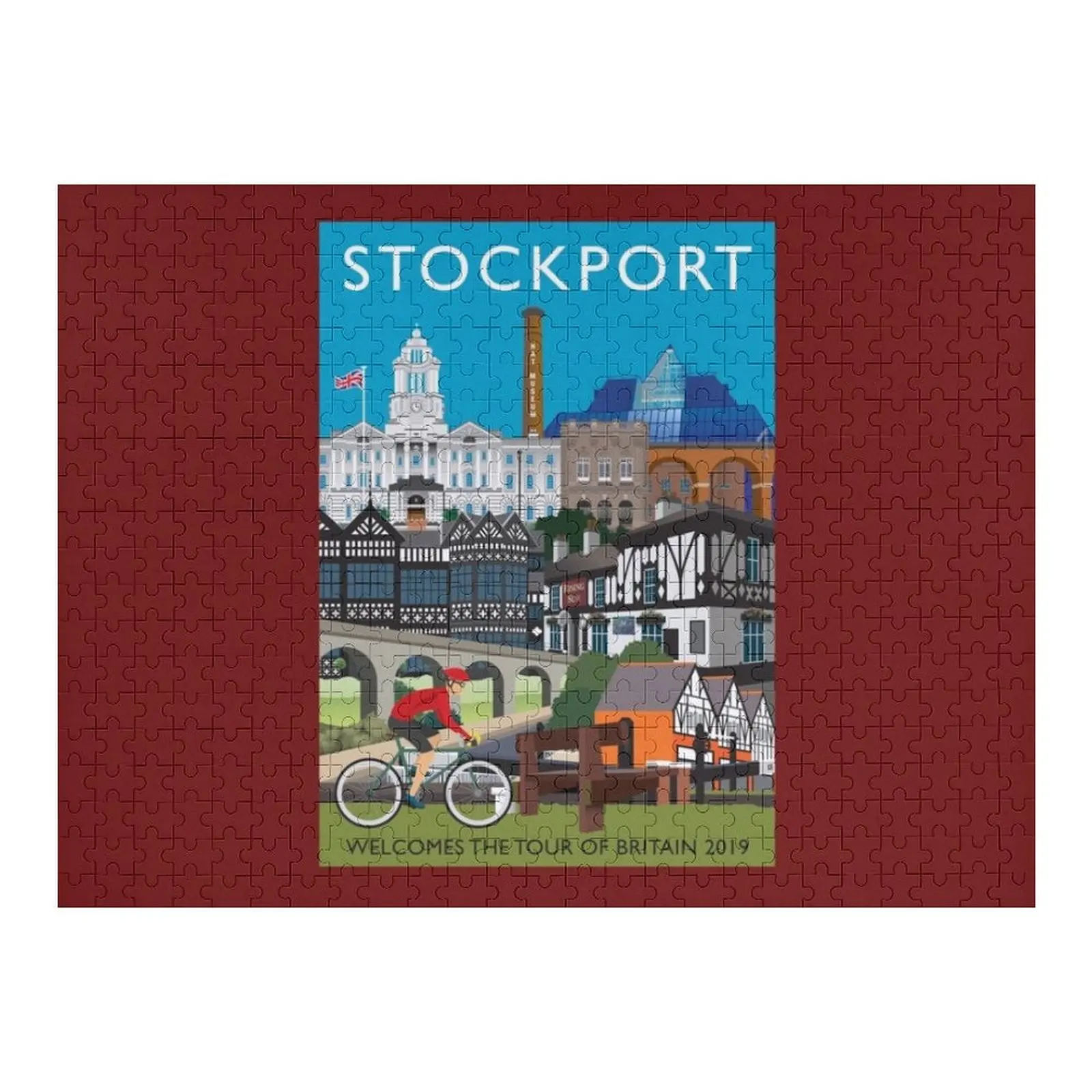 ストックポート - ツアー・オブ・ブリテン 2019 ジグソーパズル ジオラマ アクセサリー パーソナライズされた木製ネームパズル