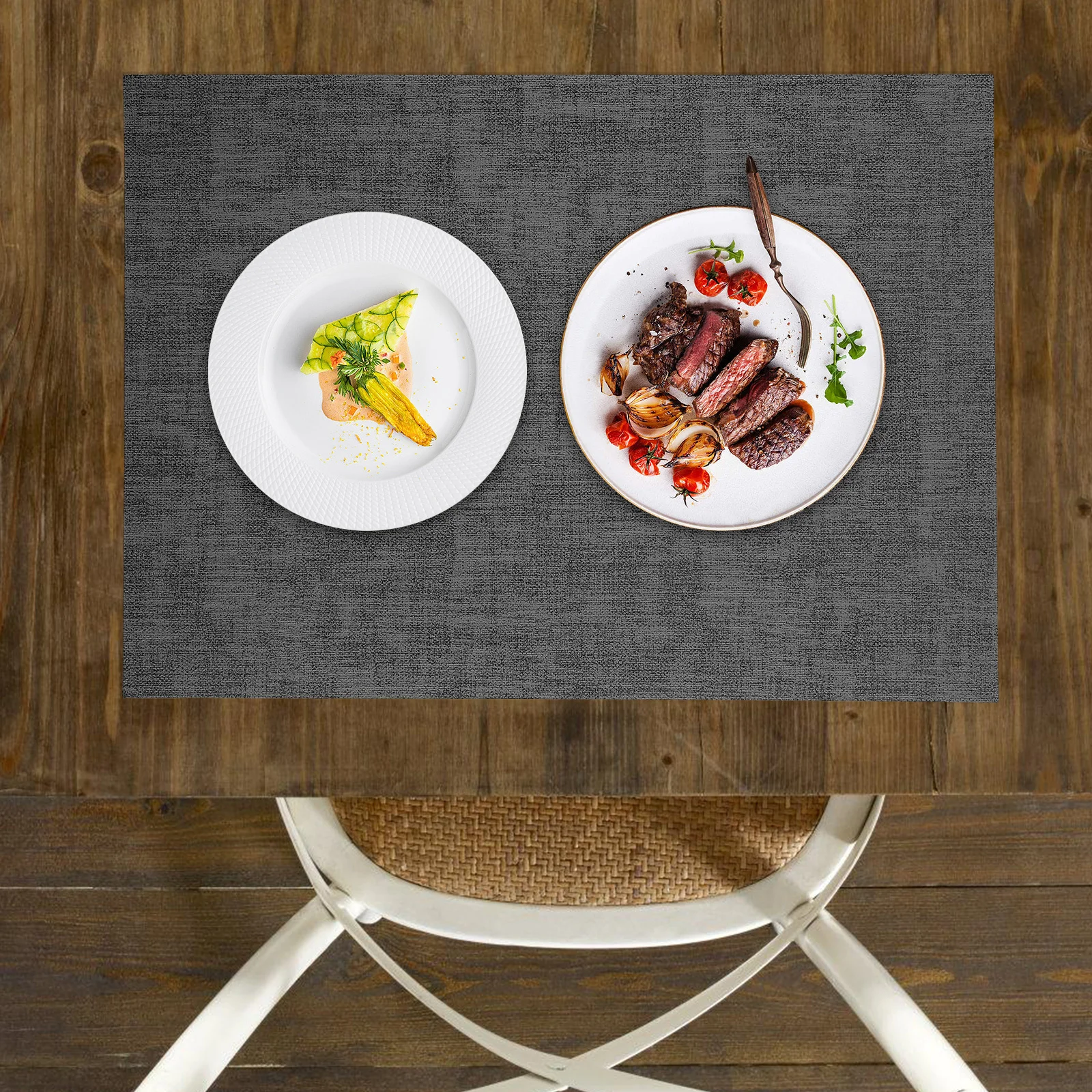 قطعتان من مفارش طاولة الطعام المقاومة للحرارة على الوجهين المقاومة للحرارة لمطعم الفندق المنزلي باللون الأسود #2