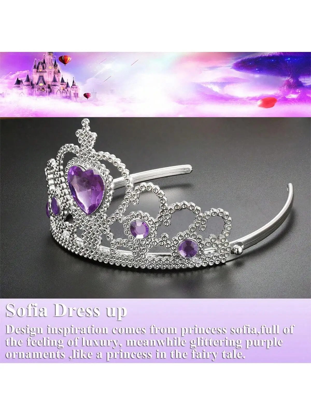 Sofia Princess Cosplay Set Girls Costume Party Favor Jewelry Set Gloves Crown Wand Necklace Earrings Ring Kids