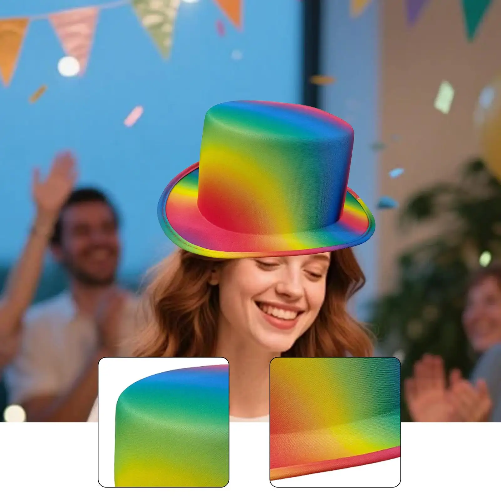 

Adult Colorful Top Hat Dress up Prop for Masquerade Cosplay Halloween Carnival