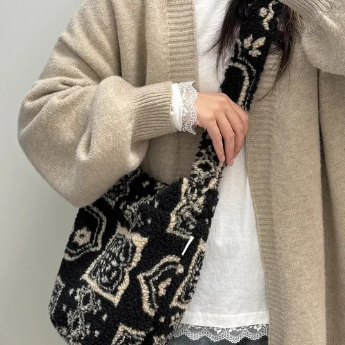 양털 크로스백 스타일 여성용 크로스백 여자 크로스백 양털 세련된 캐주얼 출퇴근용 여성용 크로스백 여성용 크로스백