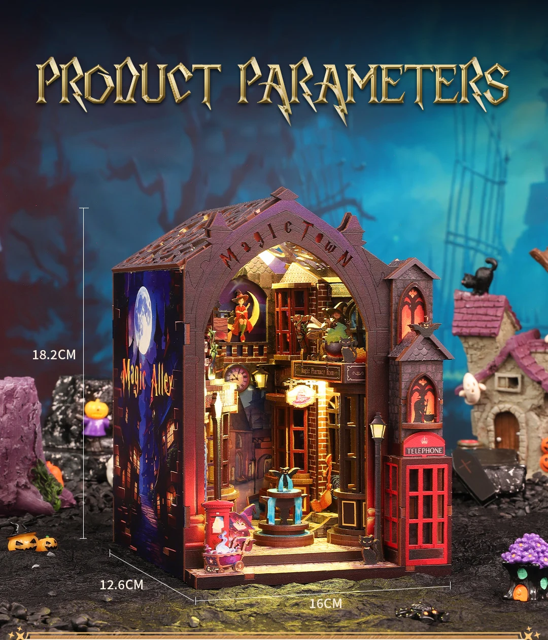 

Halloween Gift Diy Wooden Dollhouse Furniture Light Doll House Casa Miniature Kits Accessories Wooden Toys Birthday Gifts